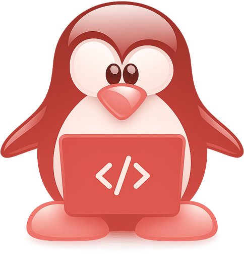 Developer penguin with laptop - Calgary web designer and developer mascot