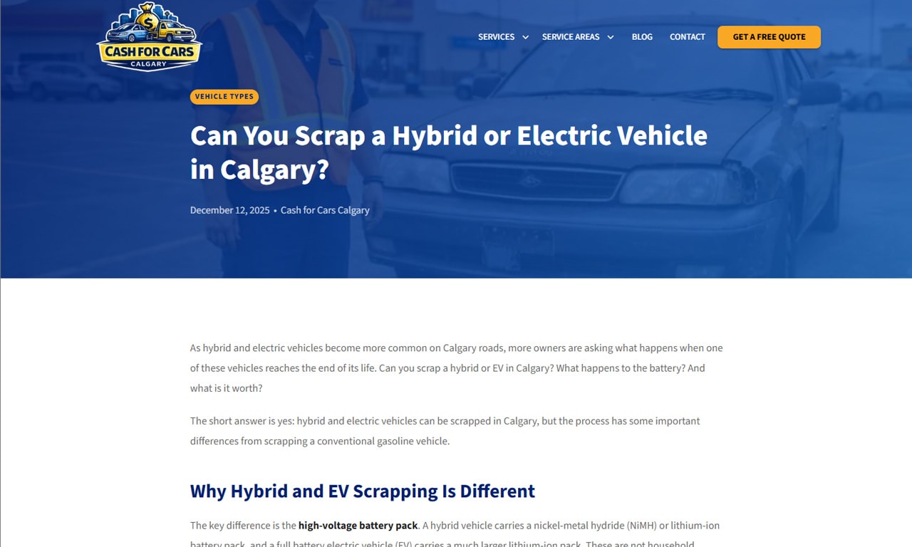 Cash for Cars Calgary - Website & AI Assisted Brand Development gallery image 2 - Web Development & Website Design & Logo & Brand Design project showcasing Next.js and TypeScript development for Cash for Cars Calgary