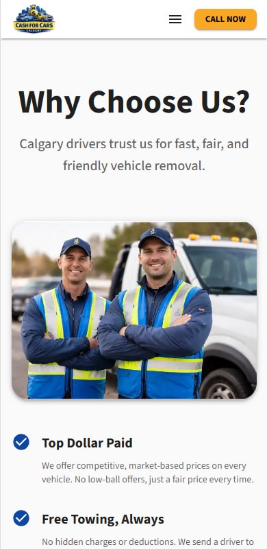 Cash for Cars Calgary - Website & AI Assisted Brand Development gallery image 6 - Web Development & Website Design & Logo & Brand Design project showcasing Next.js and TypeScript development for Cash for Cars Calgary