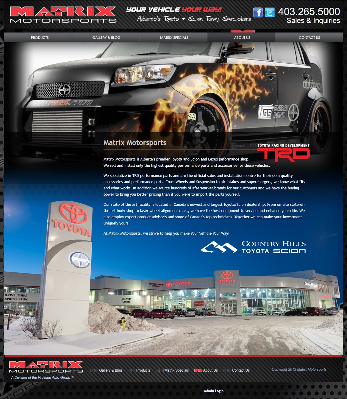 Matrix Motorsports - Toyota & Scion Performance Shop Website gallery image 1 - Web Development & Content Management project showcasing Drupal and PHP development for Matrix Motorsports / Fuel Creative