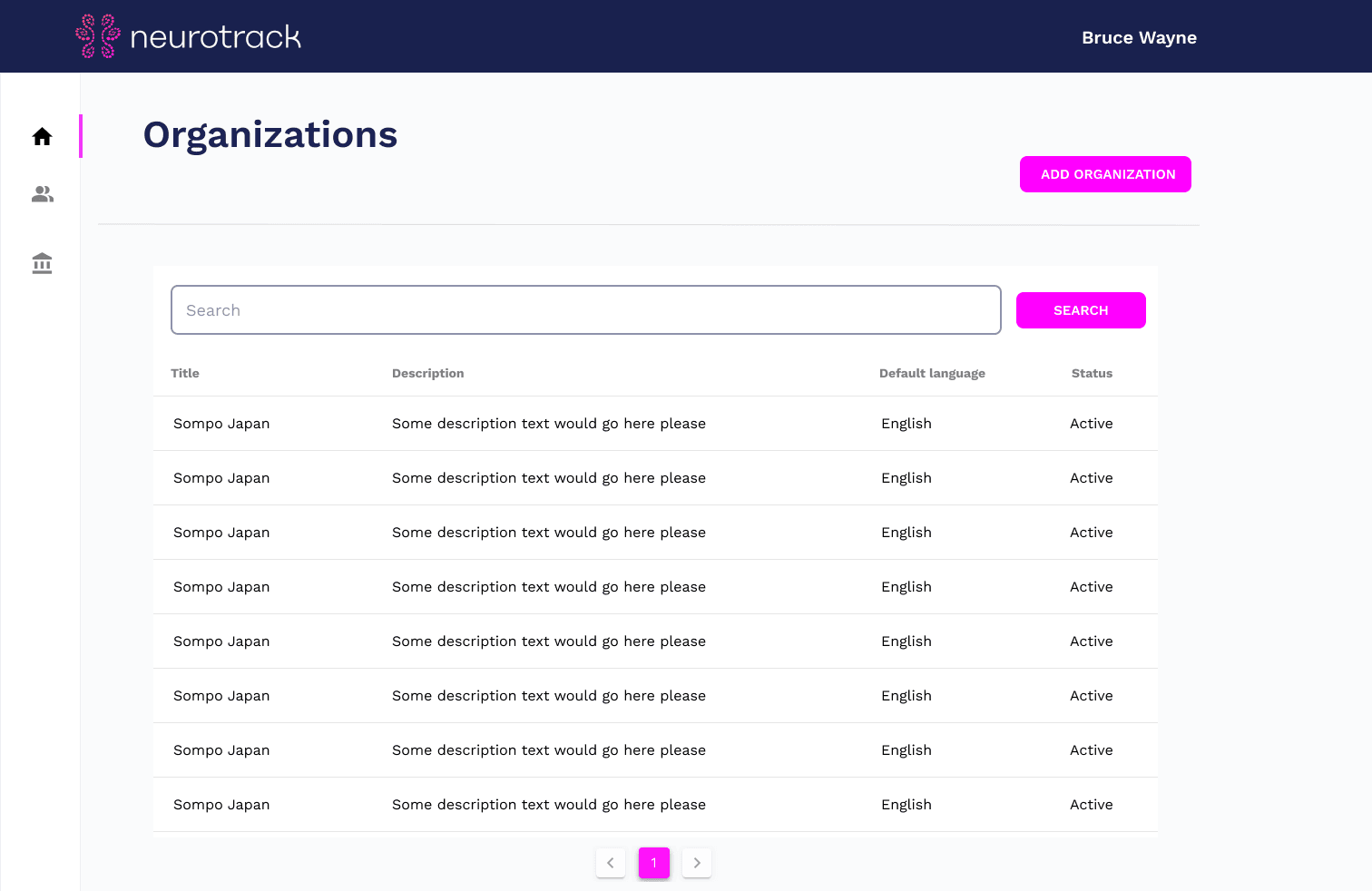 Neurotrack Care - Healthcare Provider Administrative Panel gallery image 1 - Web Application & Healthcare & Web Design project showcasing Vue.js and TypeScript development for Neurotrack
