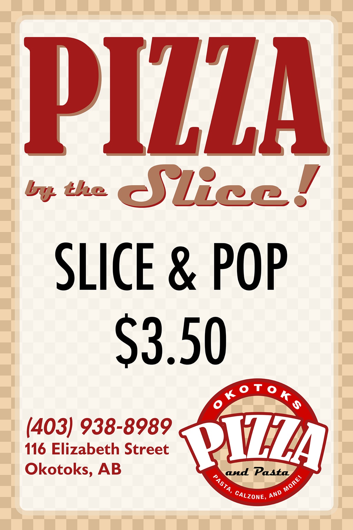 Okotoks Pizza - Brand Identity & Logo Design gallery image 1 - Graphic Design project showcasing Illustrator and Photoshop development for Okotoks Pizza