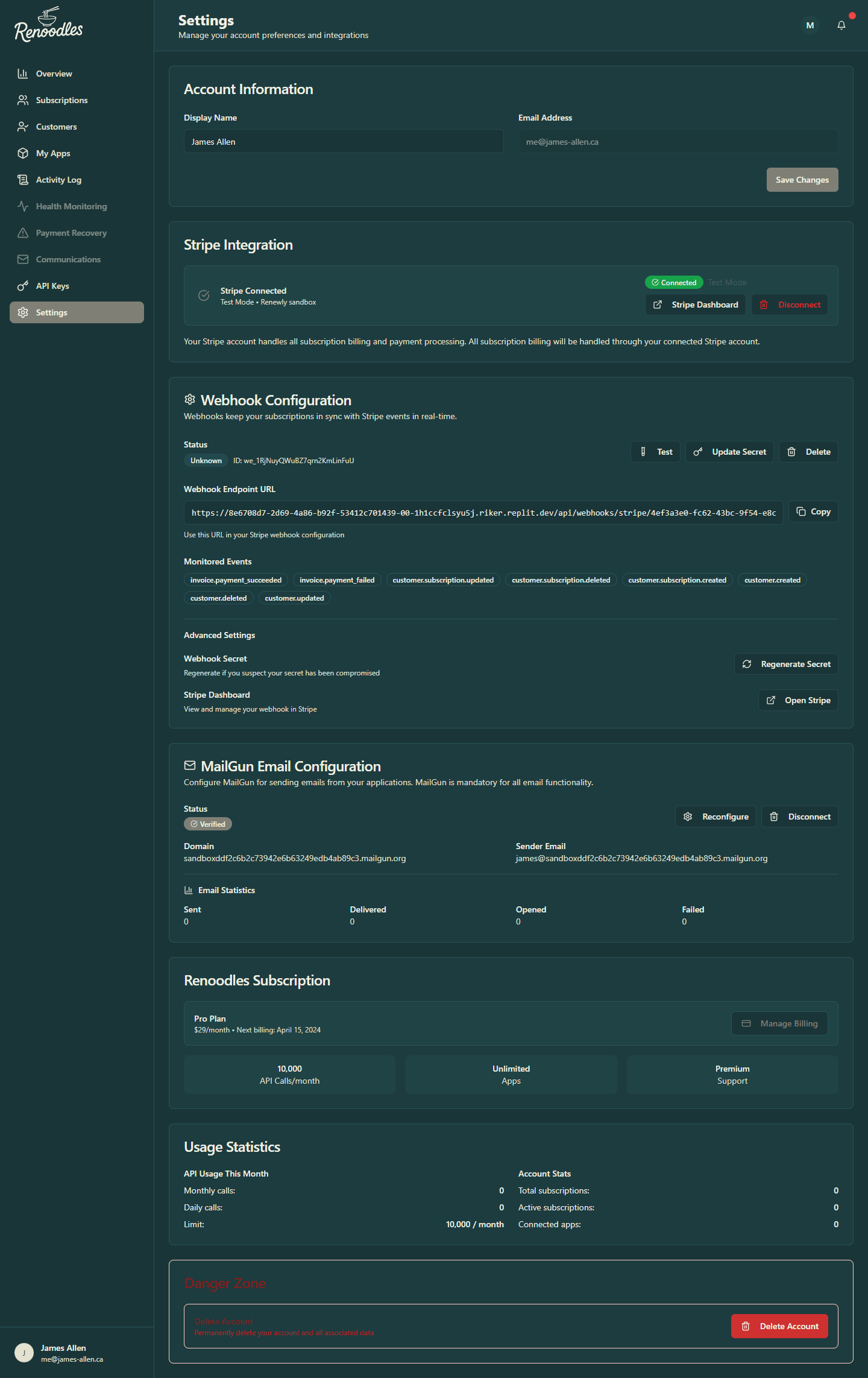 Renoodles - Developer-First Subscription & Feature Flag Platform gallery image 8 - Web Application & Web Design & Web Development & Graphic Design project showcasing React and TypeScript development for Renoodles (Personal Project)