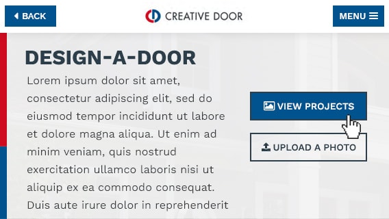 Creative Door - Mobile-Responsive Interface Design gallery image 2 - Web Application & Web Design project showcasing Renoworks Visualizer Platform and JavaScript development for Creative Door