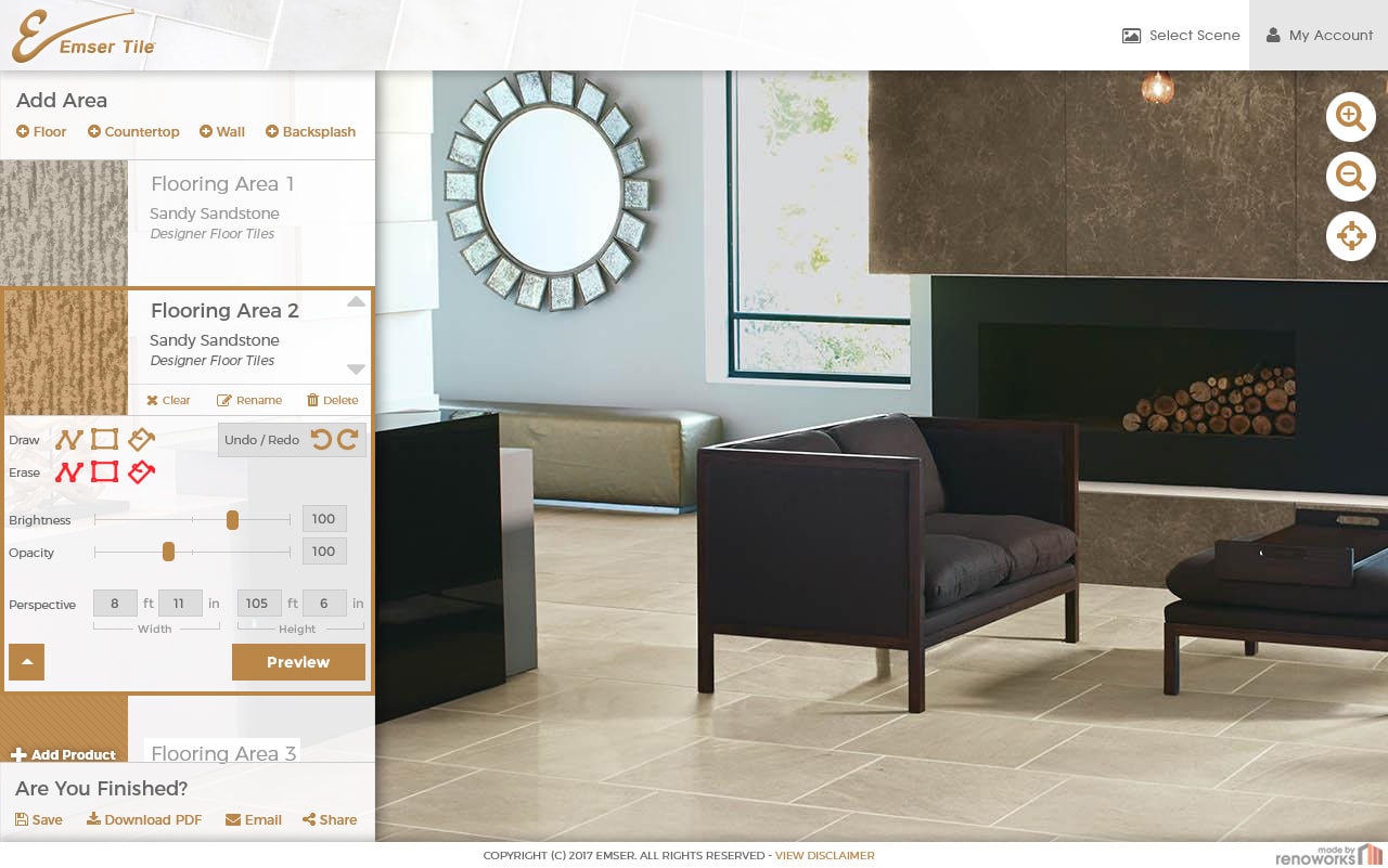 Emser Tile - Advanced Pattern Visualizer gallery image 6 - Web Application & Web Design project showcasing Renoworks Visualizer and JavaScript development for Emser Tile