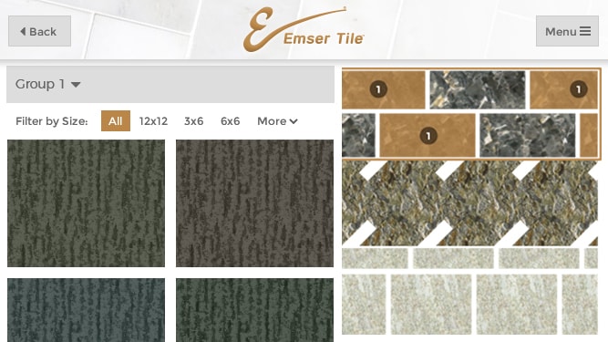 Emser Tile - Advanced Pattern Visualizer gallery image 8 - Web Application & Web Design project showcasing Renoworks Visualizer and JavaScript development for Emser Tile