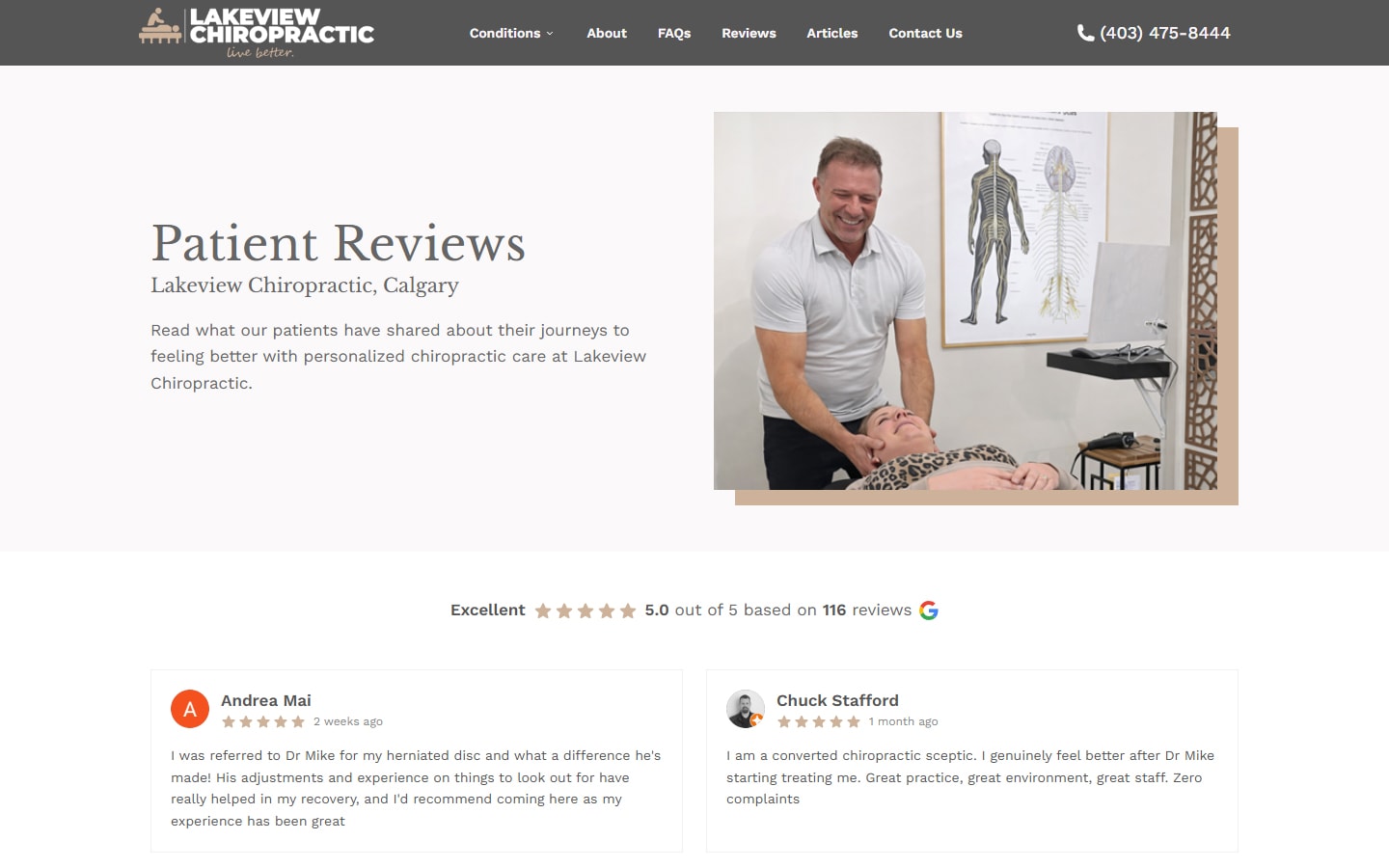 Lakeview Chiropractic - Next.js Website Rebuild & SEO gallery image 2 - Web Development & UI/UX Design & SEO project showcasing Next.js and TypeScript development for Lakeview Chiropractic