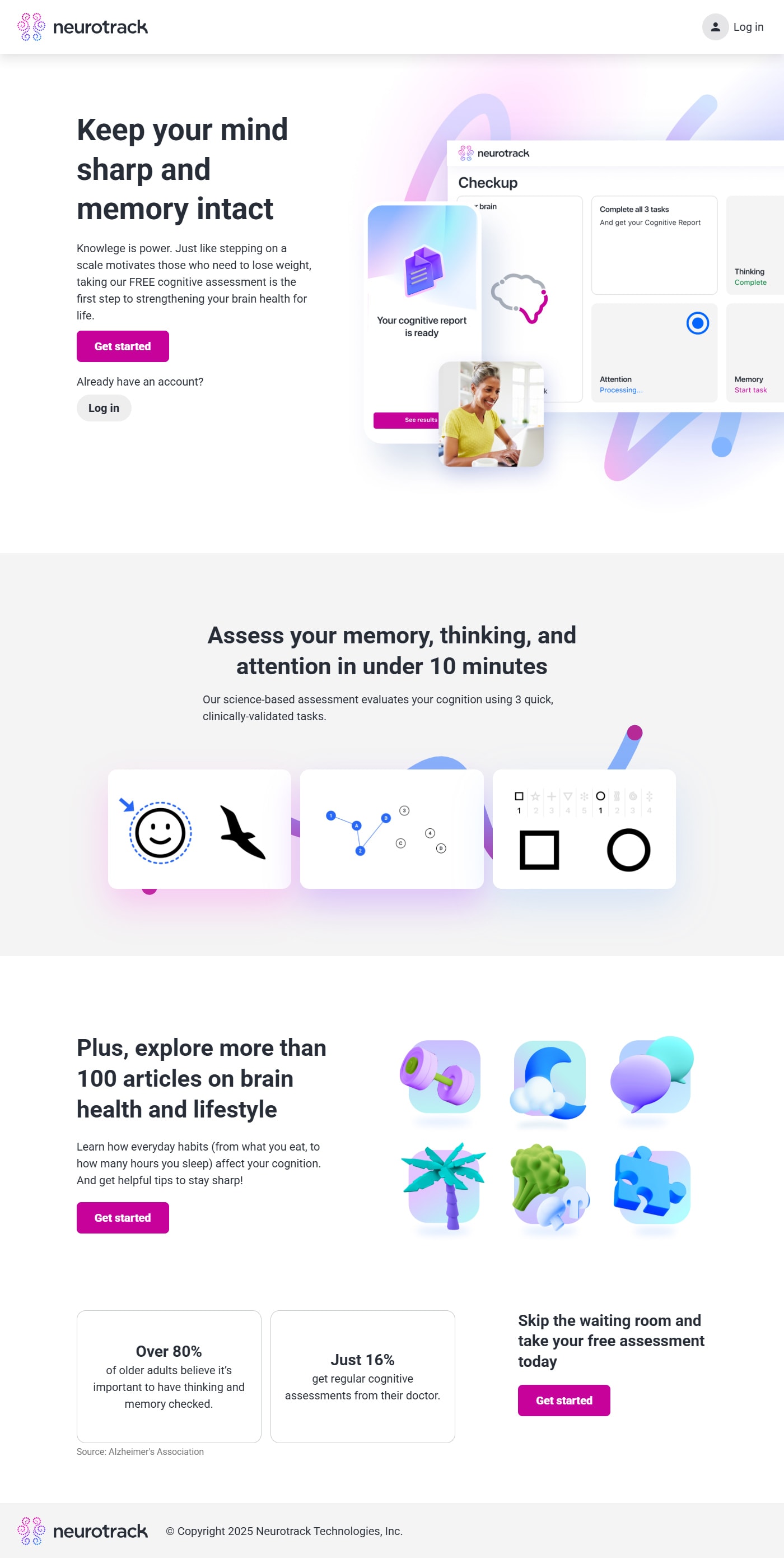 Neurotrack Exams - Cross-Device Cognitive Assessment Platform gallery image 1 - Web Application & Healthcare & Web Development project showcasing Vue.js and TypeScript development for Neurotrack
