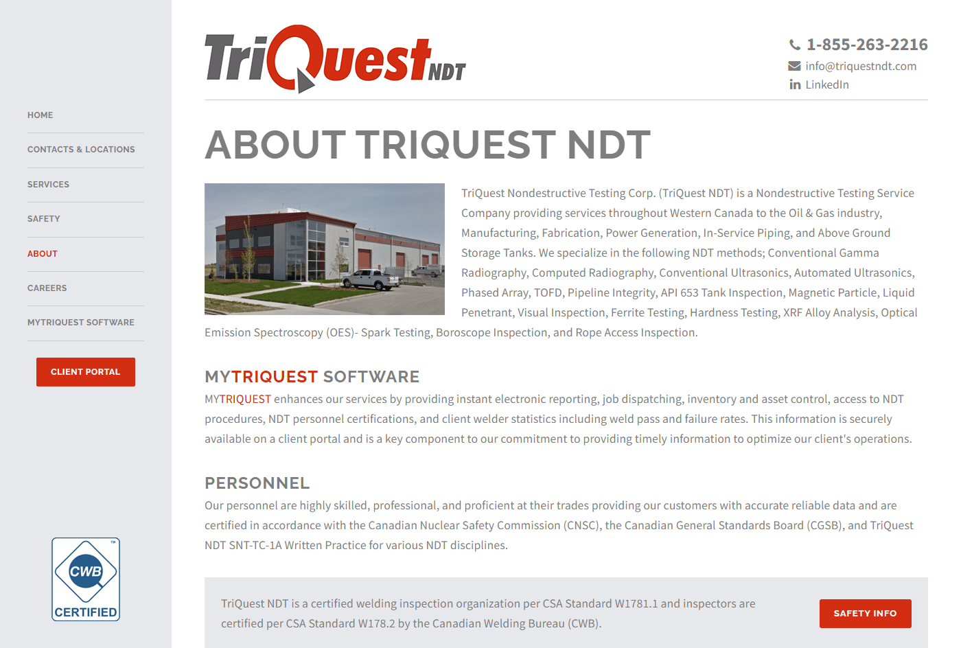 TriQuest NDT - Corporate Website & SEO gallery image 3 - Web Development & Web Design project showcasing Vue.js and Vue Router development for TriQuest NDT
