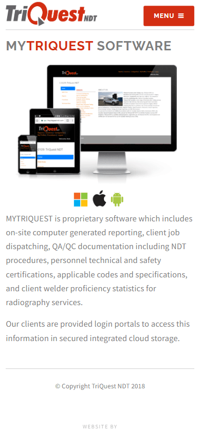 TriQuest NDT - Corporate Website & SEO gallery image 1 - Web Development & Web Design project showcasing Vue.js and Vue Router development for TriQuest NDT