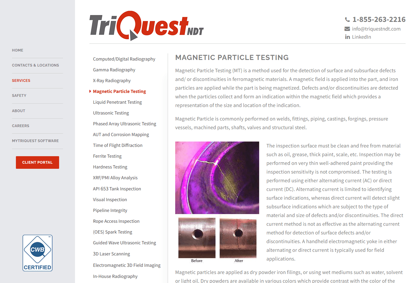 TriQuest NDT - Corporate Website & SEO gallery image 2 - Web Development & Web Design project showcasing Vue.js and Vue Router development for TriQuest NDT