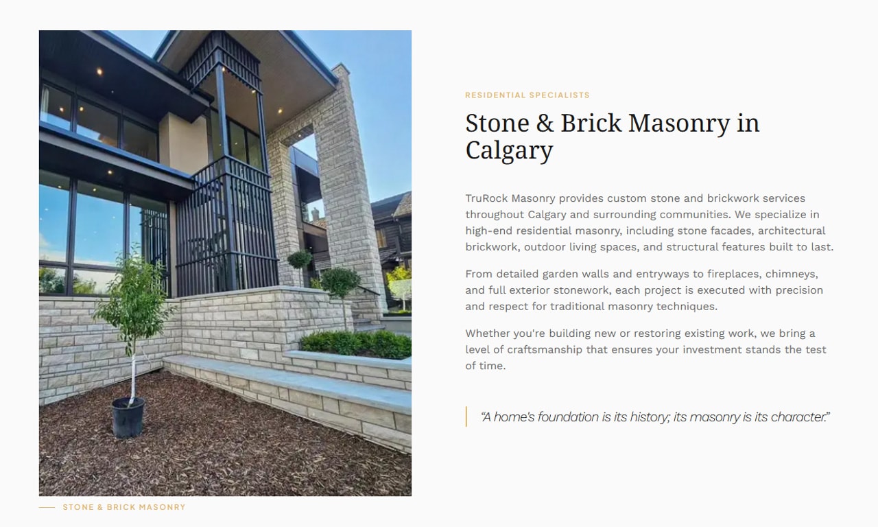 TruRock Masonry - Logo Design, Website & Local SEO gallery image 5 - Web Development & Website Design & Logo & Brand Design project showcasing Next.js and TypeScript development for TruRock Masonry