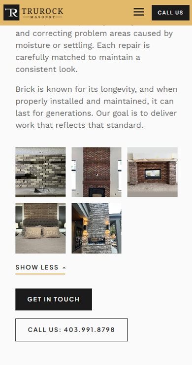 TruRock Masonry - Logo Design, Website & Local SEO gallery image 8 - Web Development & Website Design & Logo & Brand Design project showcasing Next.js and TypeScript development for TruRock Masonry