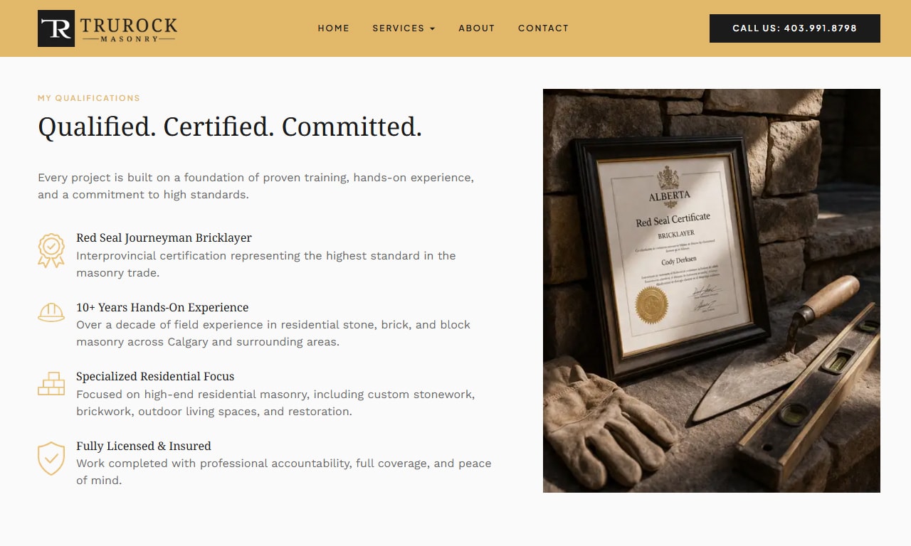 TruRock Masonry - Logo Design, Website & Local SEO gallery image 10 - Web Development & Website Design & Logo & Brand Design project showcasing Next.js and TypeScript development for TruRock Masonry