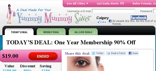 Yummy Mummy Saver - Group Buy Website - Web Development & Web Application & Web Design & Content Management project by Calgary web developer James Allen showcasing HTML5 and CSS3 development